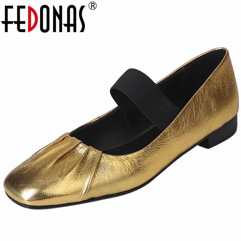 

FEDONAS Newest Women Pumps Low Heels Square Toe Shoes Woman Spring Summer Genuine Leather Concise Casual Working Pumps Basic