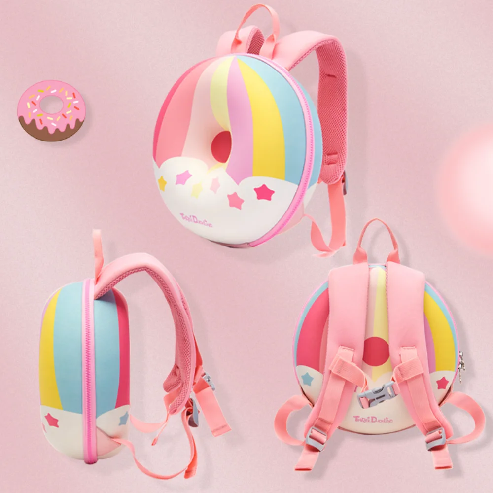 

Cute Kids Donuts Rainbow Backpack Kindergarten Boys Girls School Book Bag Cartoon Casual Students Double Shoulder Children Gifts