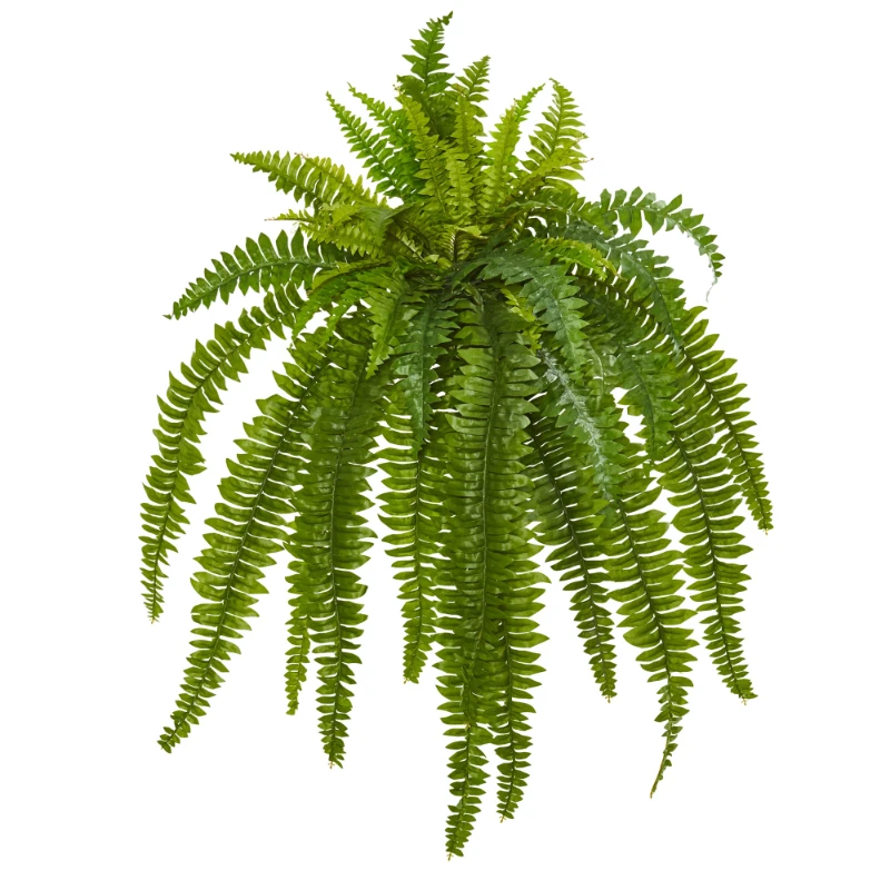 

35" Boston Fern Artificial Plant (Set of 2), Plastic, Green
