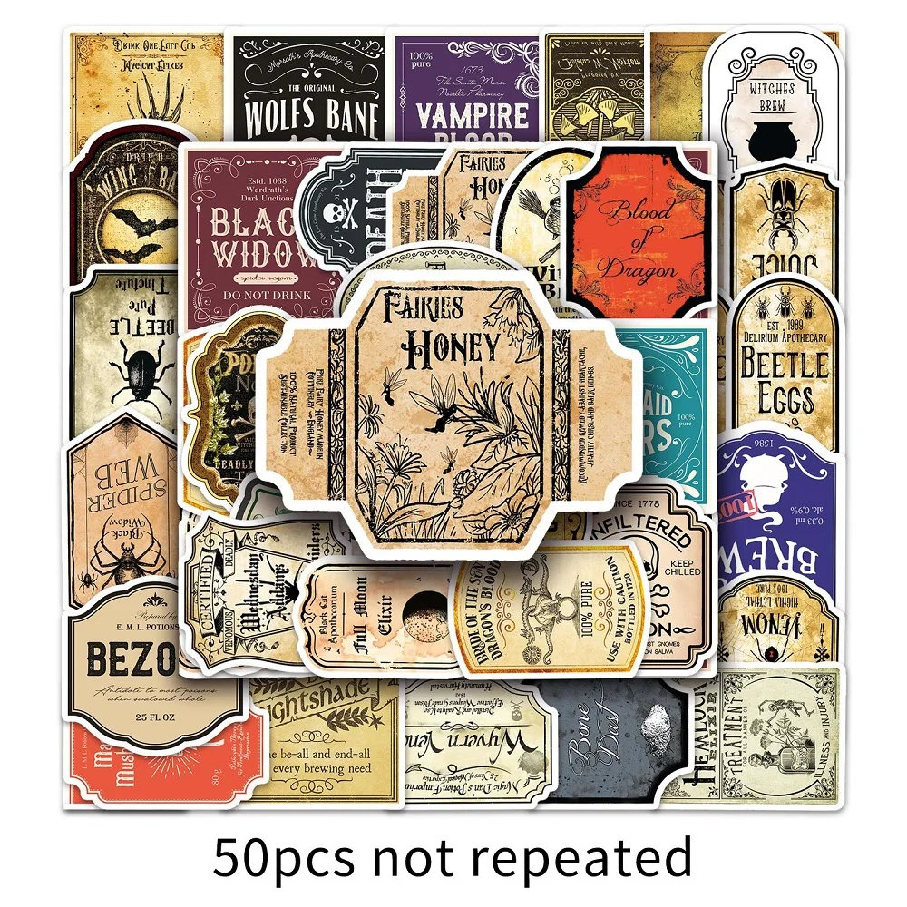 

10/50Pcs Potion Bottle Label Stickers Travel Journal Craft Paper DIY Scrapbooking Diary Album Phone Tag Sticker Decorative