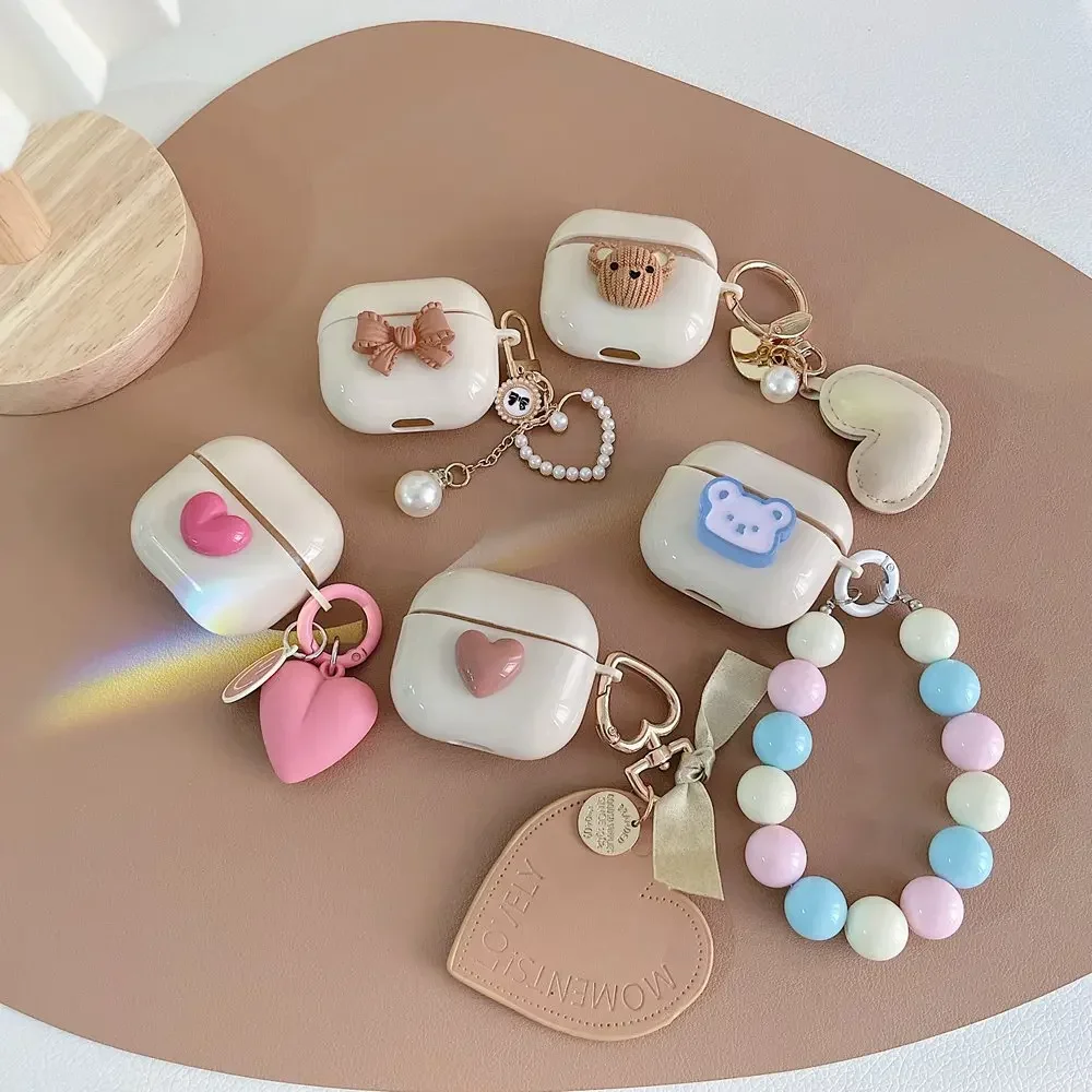 

Luxury Headset Case For Lenovo LP40 Pro Retro 3D Love Heart Bear Soft Earphone Case For Lenovo LP40 Cover With Bracelet Keychain