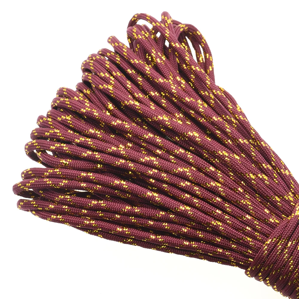 Gold & Silver 550 Paracord - Premium Mil-Spec Type III 7-Strand Core, 100 FT, 19 Vibrant Colors