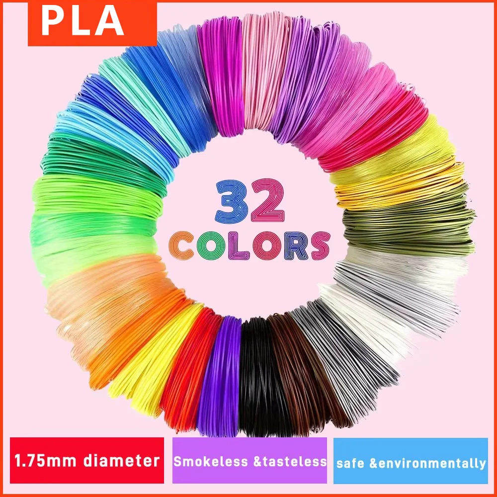 Colored PLA Filament for 25M 30M 36M 45M 50M 96M 100M 150M 200M Smoke-free Safe Plastic Refill for 3D Children's Printing Pen