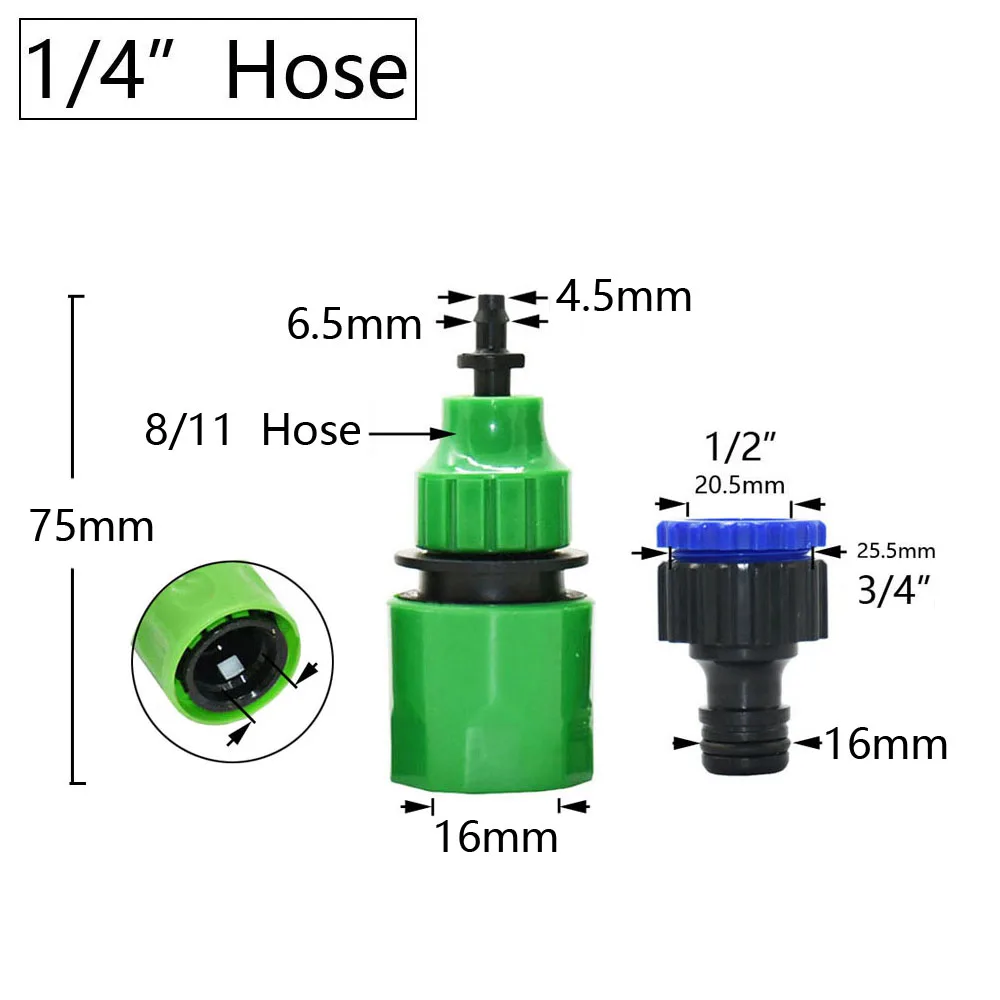 2 Connettori Rapidi Per Irrigazione - Adattatori Per Tubi 4/7mm E 8/11mm, Raccordo A Innesto Per Giardino E Orto - Plastica Resistente