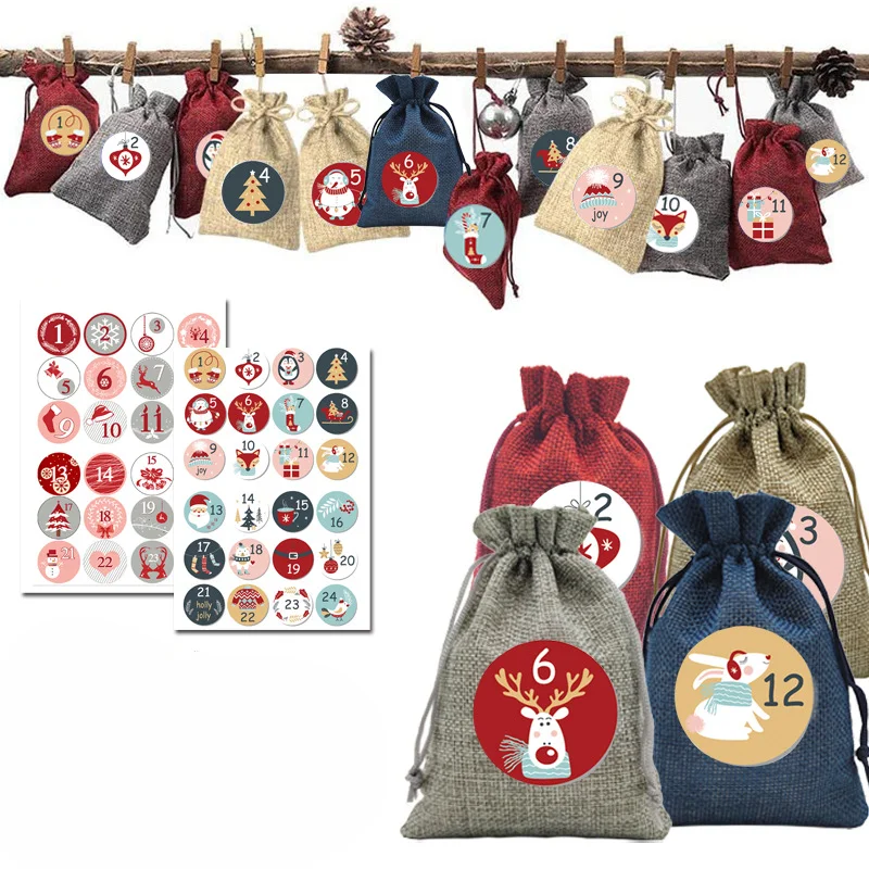 Digital Stickers Christmas Gifts 24 Round Seal Christmas Countdown Calendar Toys & Hobbies Classic Toys