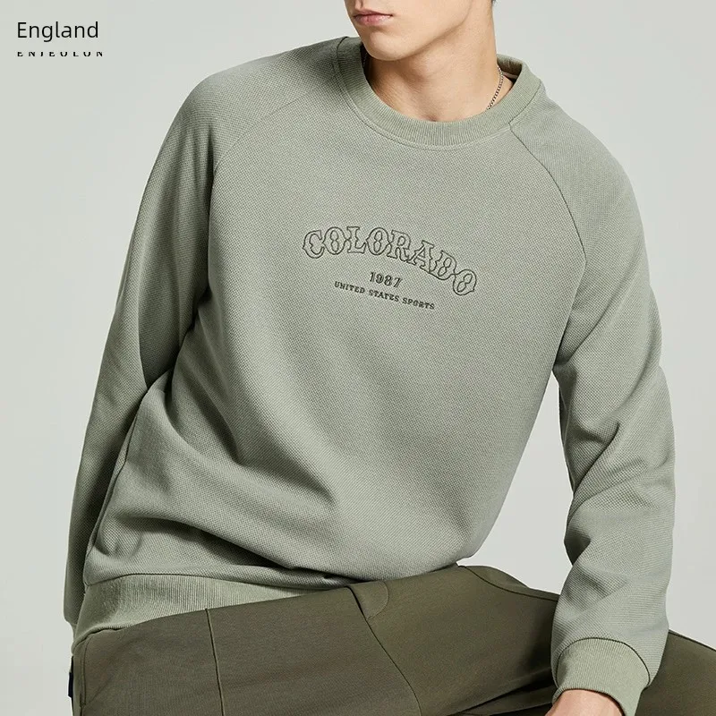 

British Baron Letter Embroidered Sweater For Men's Youth Autumn New Fashion Brand American Casual Loose Shoulder Pullover
