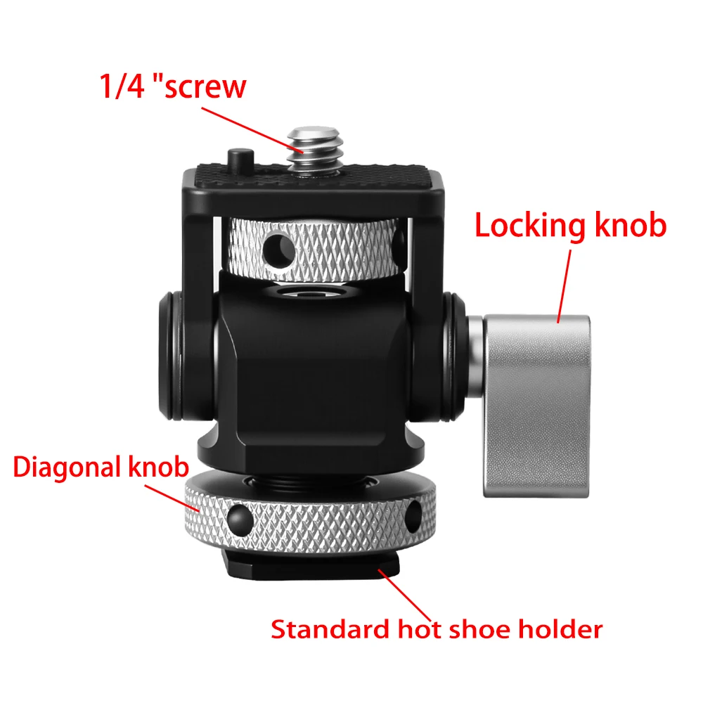 스그리움 DSLR 카메라 클램프 조절 가능한 모니터 마운트 콜드 슈 안티 트위스트 1/4인치 나사 모니터 플래시 라이트 DIY 부속품