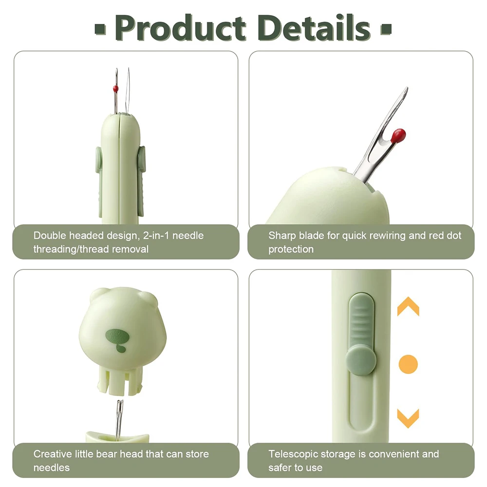 1 قطعة 3 في 1 التلقائي إبرة عراف الموضوع التماس مزيل ترقية أداة خيوط سريعة للخياطة اليدوية والتطريز
