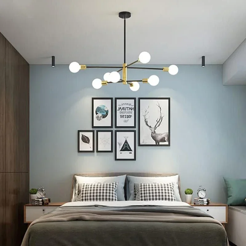 LED Chandelier Ceiling Chandelier Modern Nordic Sputnik Black Gold LED Lamp 4/6/8Light Home Lighting Indoor Fixtures Pendant Ceiling Not Included Bulbs