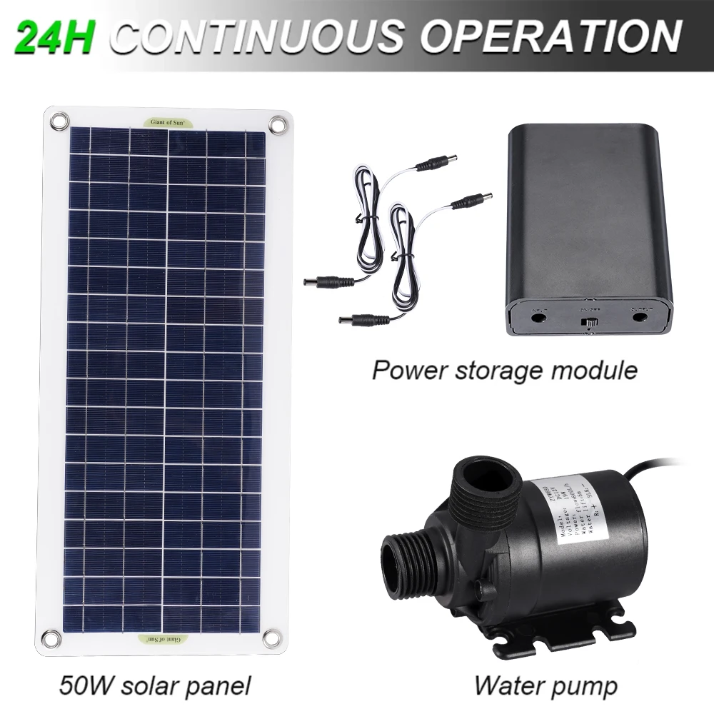 50W 800L/H Brushless Solar Water Pump Single Crystal Silicon Ultra Silent Continuous Work Pool Garden Decoration Kit solar water pump