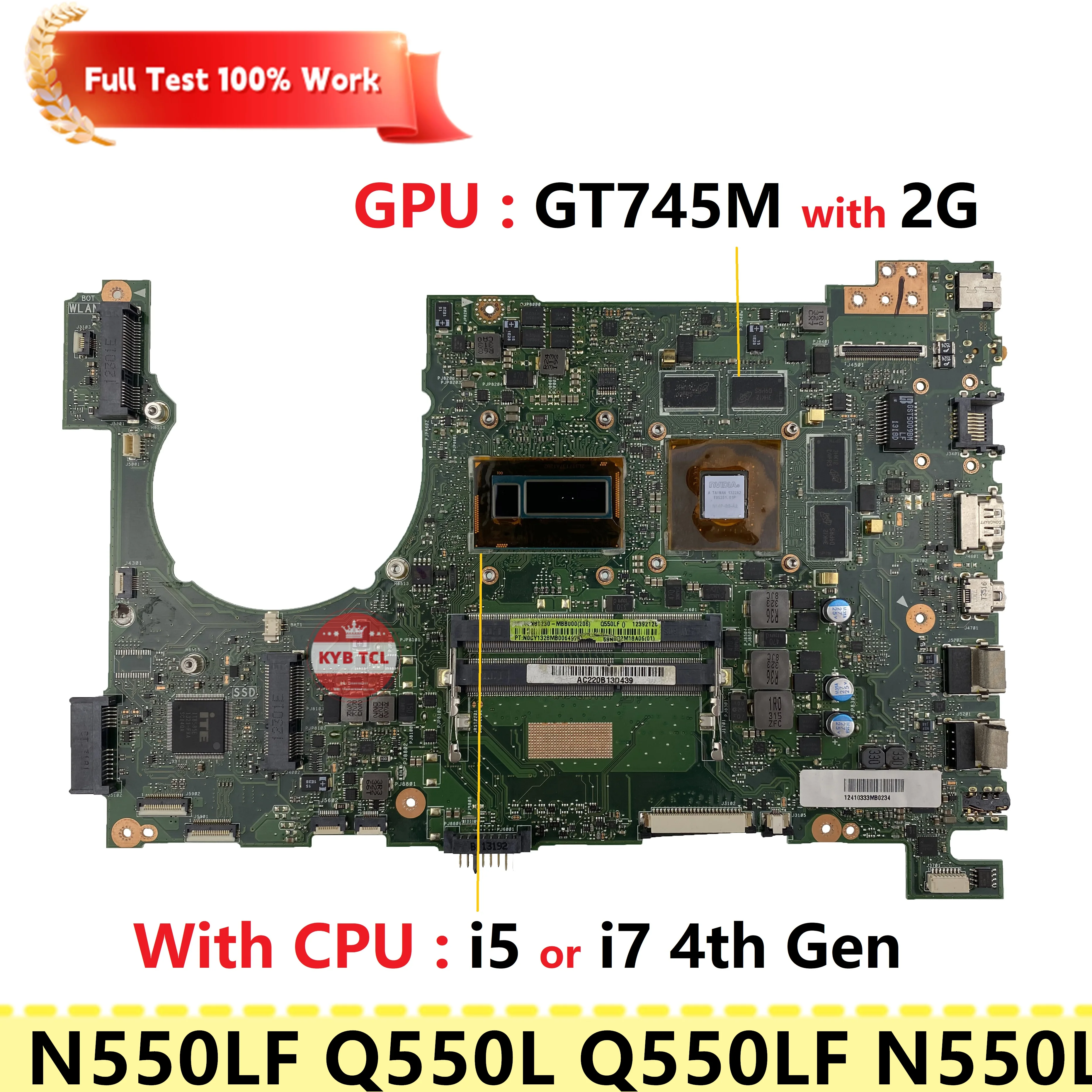 

Материнская плата ноутбука ASUS Q550LF N550L Q550L N550LF с I5-4200U I5-4210U I7-4700U I7-4710U ЦП GT745M 2G материнская плата ноутбука