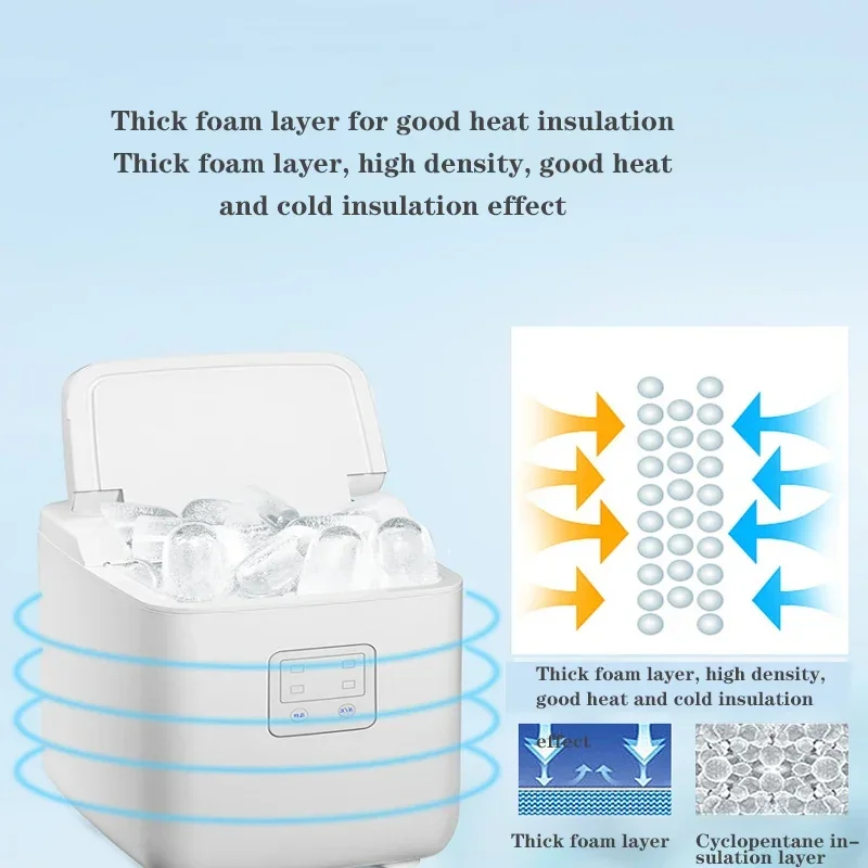 DBJ-10A Commercial Automatic Ice Maker Electric Bullet Round Block Ice Cube Making Machine 15kg/24H Bar Coffee Tea Milk Shop