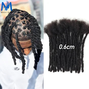 4-8inch 0.6cm Width Interlocking Locs Dreadlock Extensions Full Handmade Permanent Loc Extension Human Hair for Men/Women 1