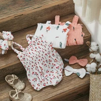 ma&baby 0-18M Newborn Baby Girls Romper Toddler Infant Jumpsuit Ruffles Sleeveless Cherry Print Overalls Summer Clothing 3