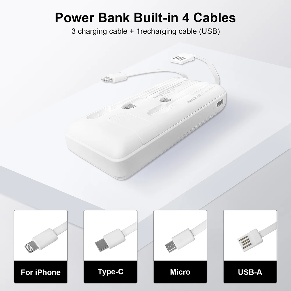 20000mAh Power Bank Portable Charging Powerbank Mobile Phone External Battery for iPhone 15 14 Samsung Huawei Xiaomi Poverbank 2