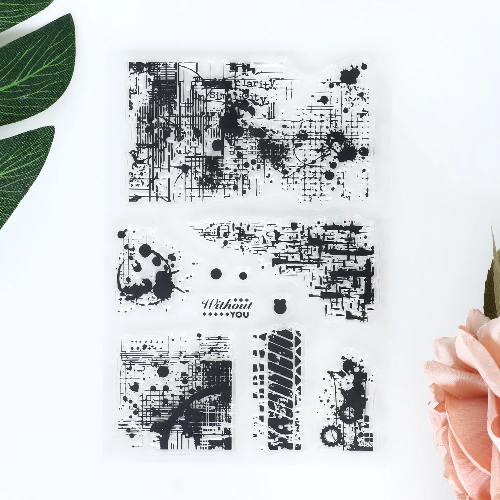Clear Stamps Clear Rubber Stamps Background Theme Silicone DIY Junk Journal Supplies Deco Scrapbooking Multicolored Texture Transparent Rubber Stamp