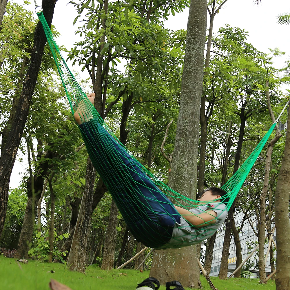 Outdoor Hammock Hanging Nylon Bed Portable Mesh Swing Hammock Light