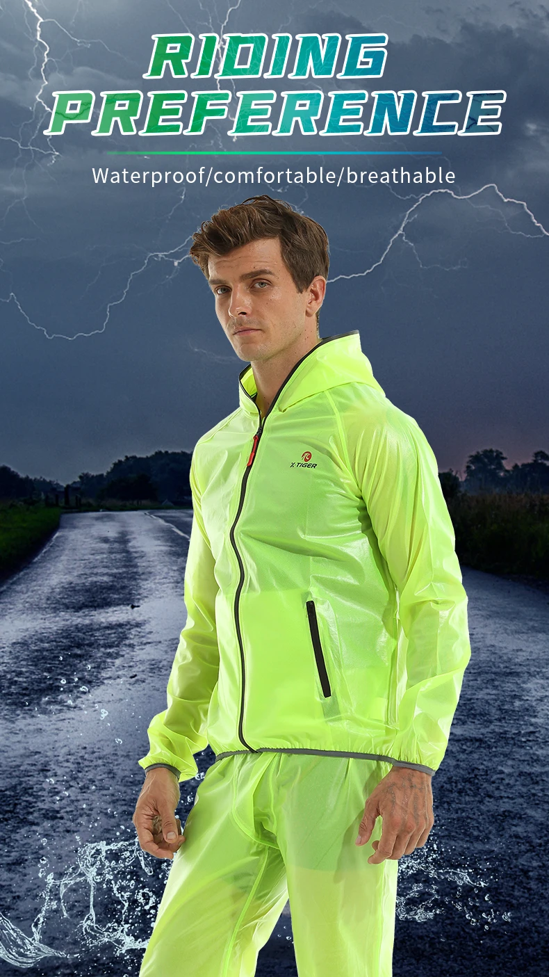 Description Picture 2 of itemX-TIGERT Cycling Raincoat Cycling Jackets Green Bicycle Waterproof Jersey Windcoat MTB Bike Clothing Jacket Rainproof Clothes