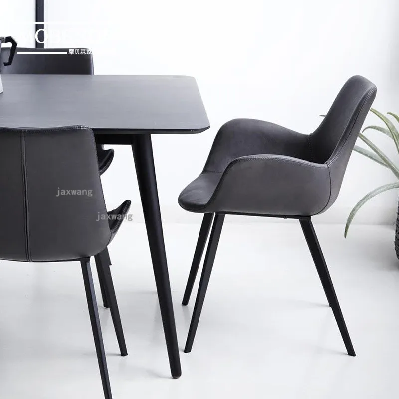 

Italian Minimalist Dining Chairs for Kitchen Furniture Light Luxury Leather Dining Chair Hotel Negotiation Chair Nordic Casual