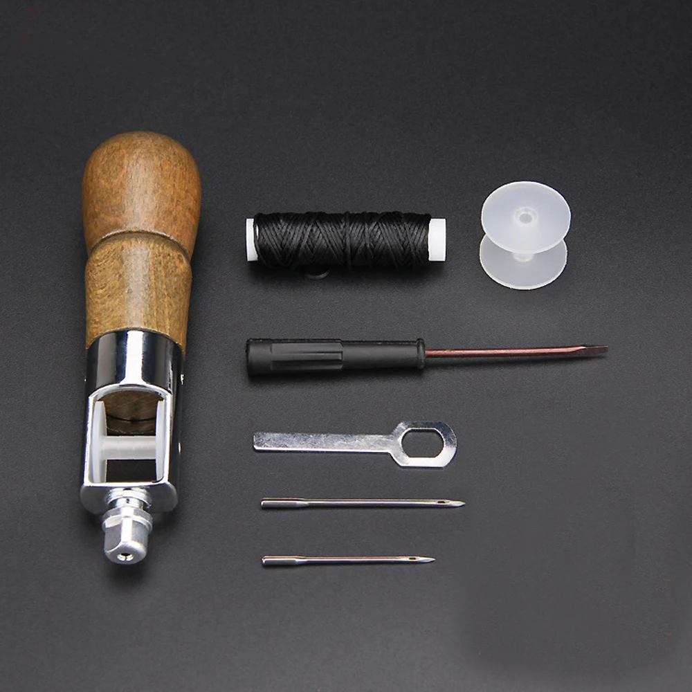 

Leather Sewing Awl Kit Craft Tools Hand Sewing Machine Speedy Lock Stitcher Thread Needles Set DIY Shoemaker Canvas Repair Tool