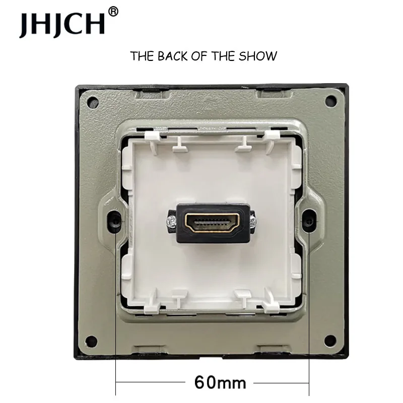 jhjch hdmi compativel cristal temperado painel de vidro porta usb tomada parede jack 01