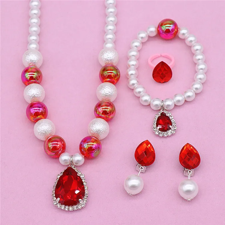 New Girls Play House Toys Fashion Beautiful Jewelry Necklace Earrings Bracelet Set Girls Princess Dress Up Set Birthday Gifts