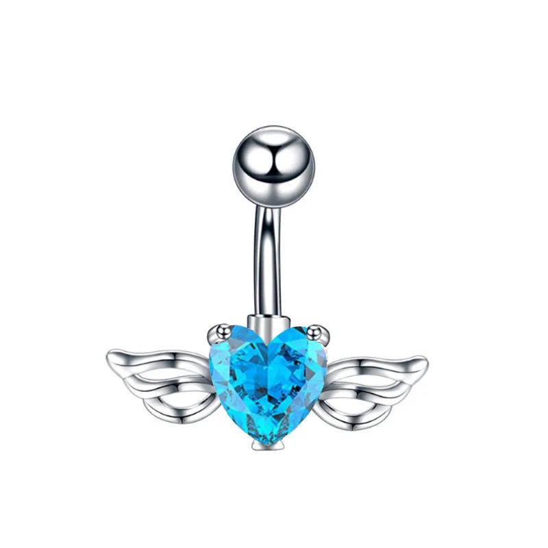 Elegant Stainless Steel Heart & Butterfly Navel Ring with CZ Accents