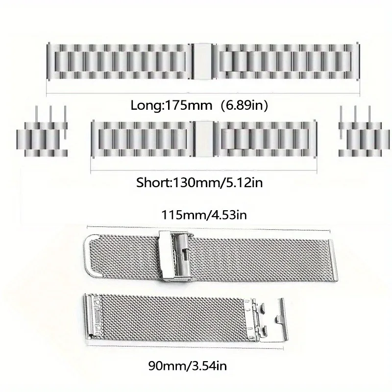Premium 3-Piece Stainless Steel Milanese Smartwatch Strap Set - Metal Wristbands
