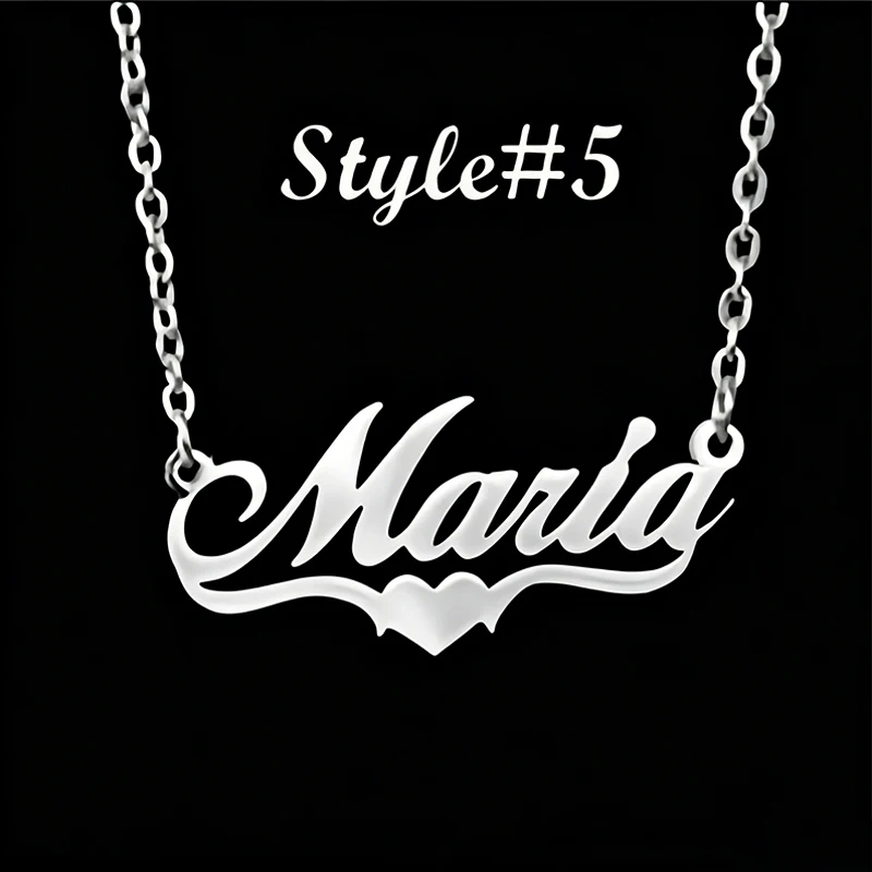 Multi-style Heart Name Design Personalized Pendant Necklace Woman Stainless Steel Silver Gold Name Customized Necklace Jewelry