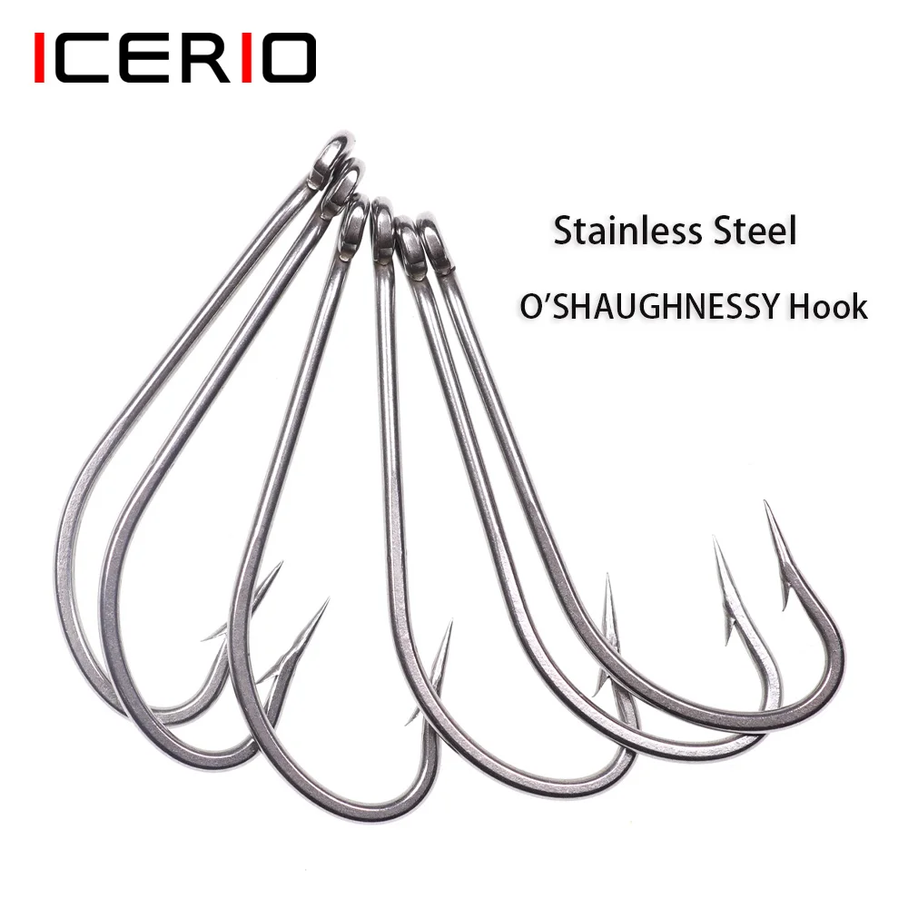 

ICERIO Stainless Steel Fishing Hook O'SHAUGHNESSY Long Shank Saltwater Fishhook Clouser Minnow Shrimp Streamer Fly Tying Hooks