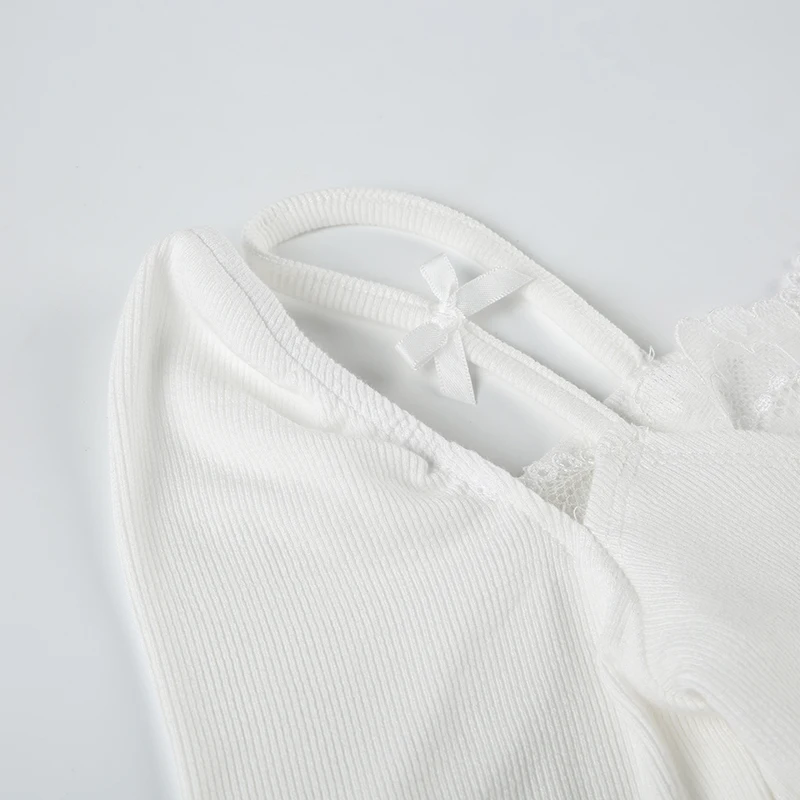 Camisetas de dos piezas para mujer, lindas y bonitas, con ribete de encaje liso, de manga larga, ropa suave y moderna de otoño.