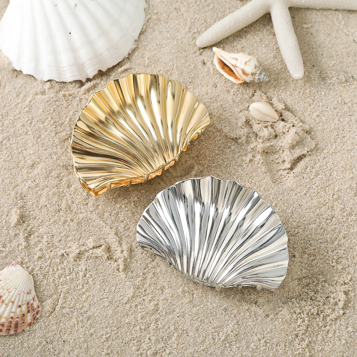 9.5cm Alloy Shell Gripper Hair Claw For Women Elegant Golden Hairpin Hair Crab French Holiday Bohemia Hairpin Clamps Headwear