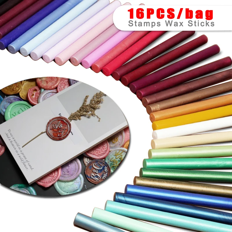 16PCS DIY Sealing Wax Sticks For Glue Gun Melt Craft Envelope Wedding Wax Sealing Stamp Gift Decoration