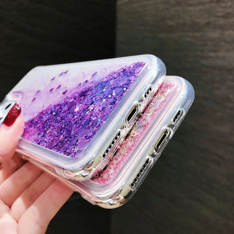 Glitter Liquid Silicone Lanyard Phone Case