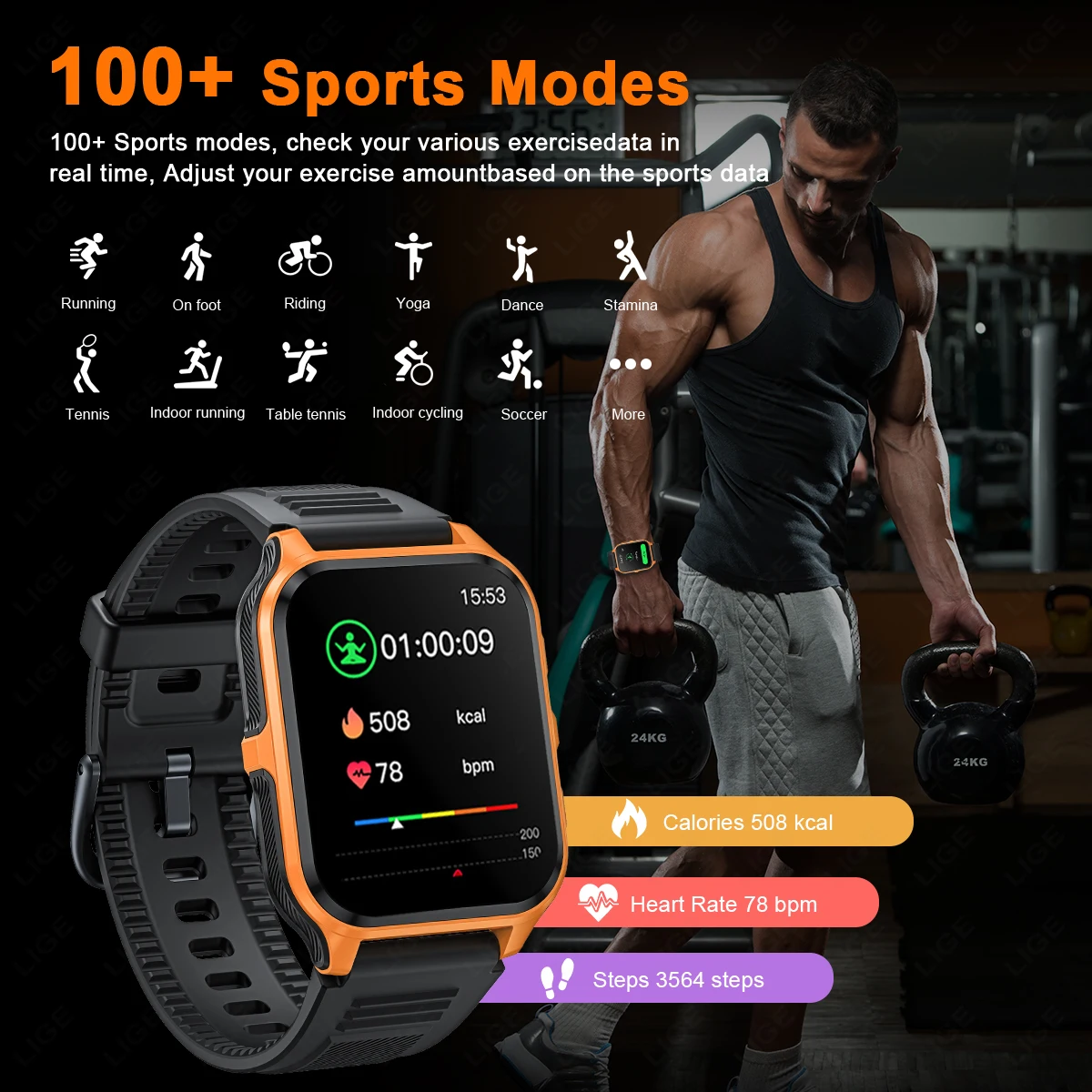 LIGE 3ATM  Ʈ ð  300mAh  ȭ  ƮϽ  ð ǰ  Smartwatch For ȵ̵ ios