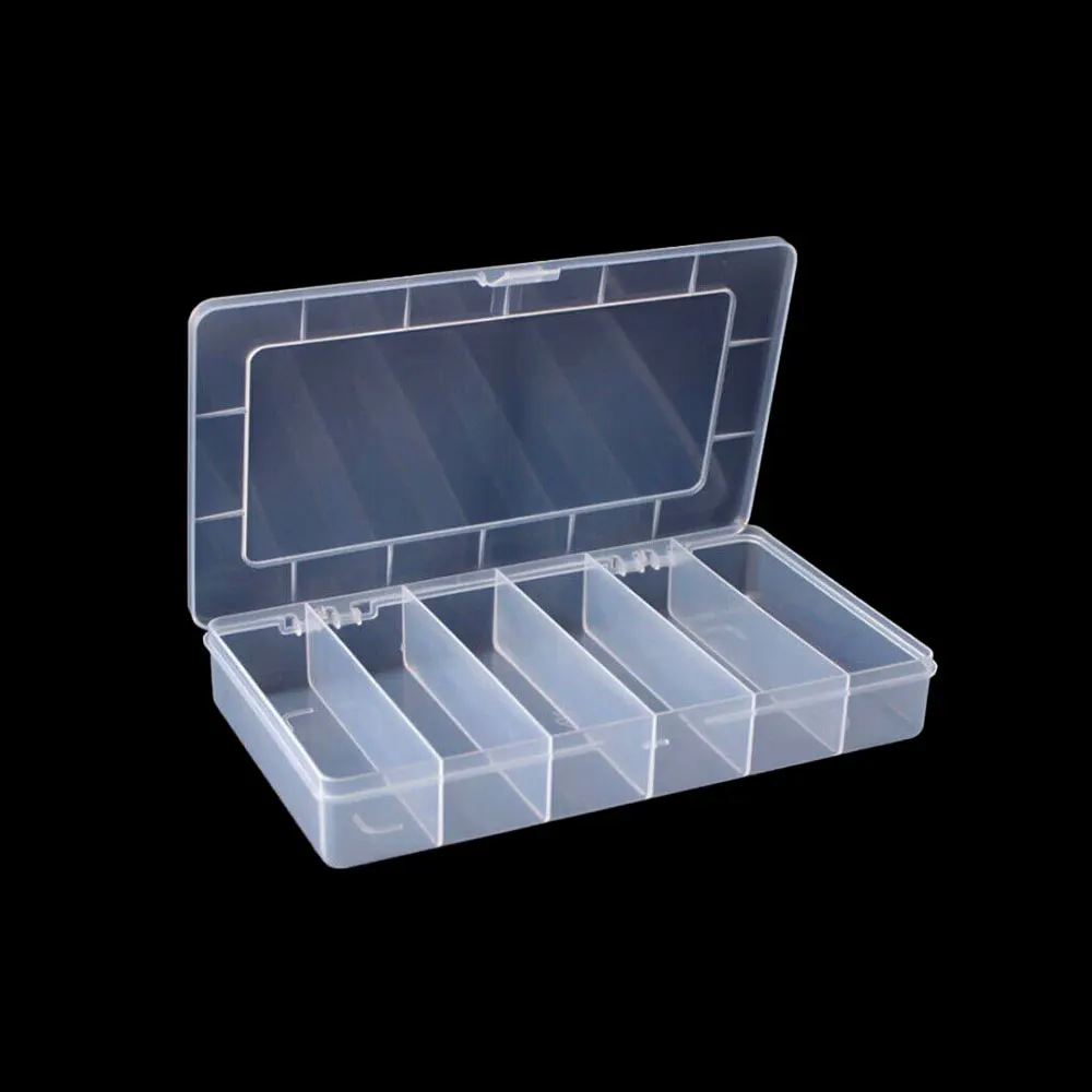 

1Pc 6 Grid Storage Box PP Plastic Rectangular Transparent Box Lure Fishing Gear Classification Small Components Hardware Tools