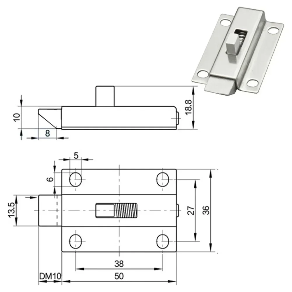 Stainless Steel Automatic Spring Latch Lock Toilet Door Buckle Bolt Anti-theft Wooden Door Latch 50mm/2 Inch Spring Bounce Lock door latch
