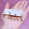 MIGGA 6pcs Mixed Pink Stone Outer Space Movie Hoop Earrings Set Gold Plated Cubic Zircon Women Jewelry 5