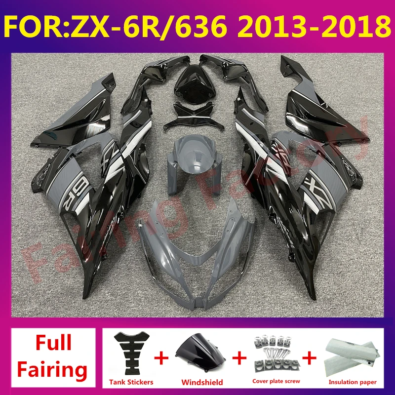 

New ABS Motorcycle Fairing kit Fit For kawasaki ZX6R 636 ZX-6R 2013 2014 2015 2016 2017 2018 fairings bodywork set grey black