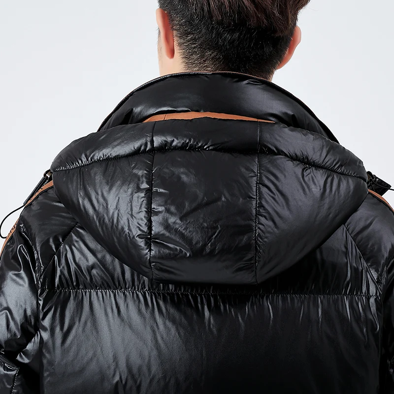 Ture 90% Goose Down Jacket High End Mens Luxury Brand Hooded Feather Goose Coat Male Thicken Thermal Black Puffer Jacket