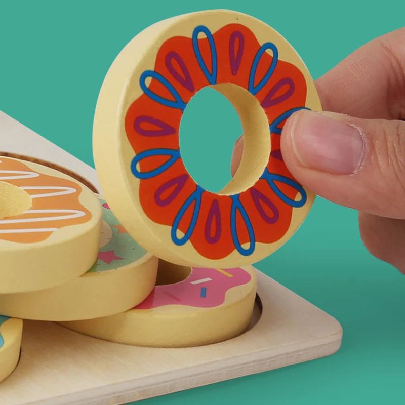Wooden Doughnut Colors Pairing Toys, Montessori Early Education Puzzle, Color Matching Game, Kindergarten Game 5