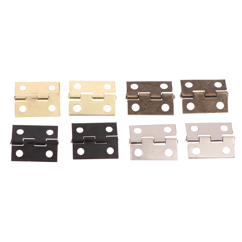 Description Picture 6 of item50Pcs Hinges + 200 Screws Iron Gold Silver Black Bronze 4 Holes Durable Furniture Hardware Mini Hinge Decor