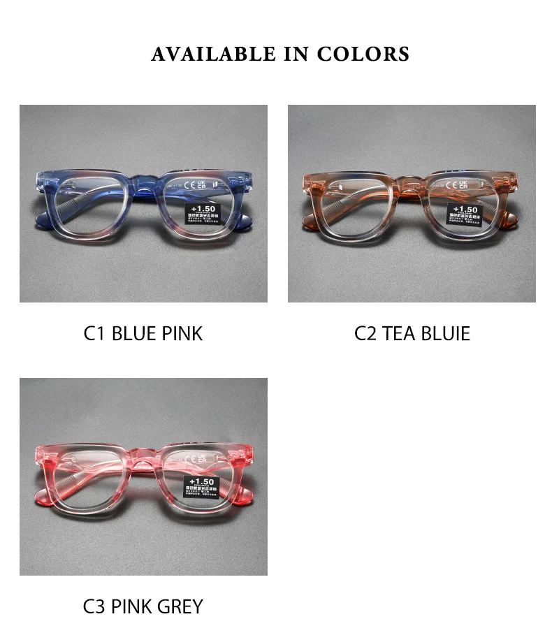 Mode Photochrome Gläser Farbverlauf Brillen Rahmen Anti Blau Licht Lesebrille Für Frauen Dioptrien +50 ~ +600 – Detail 5