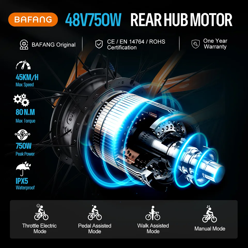BAFANG 48V 750W Rear Hub Motor : 26" Fat Tire Ebike Conversion Kit For Rear Cassette - View #6