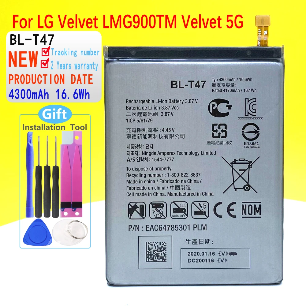 New 4300mah Blt47 Battery For Lg Velvet Lmg900tm 5g Blt47 G9 High