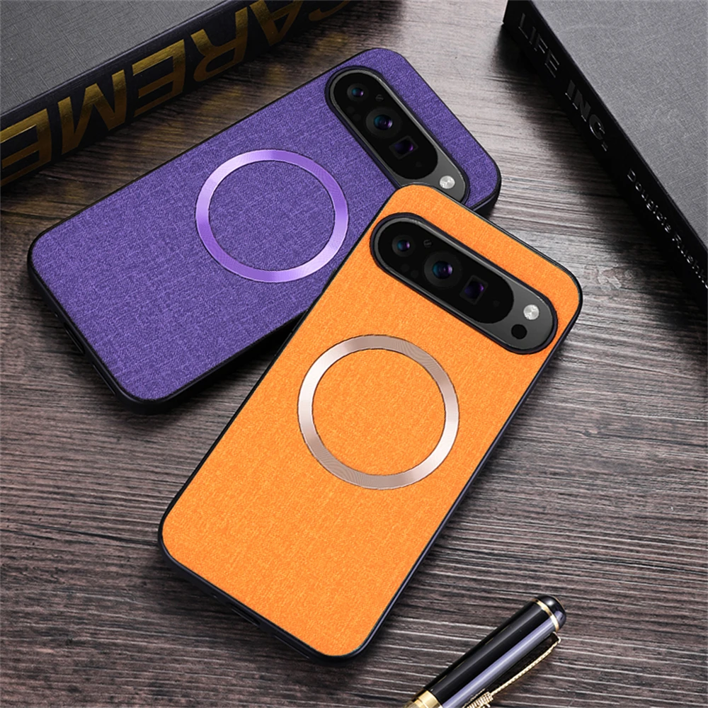 Luxury Magnetic Wireless Charging Leather Case - Shockproof Back Cover