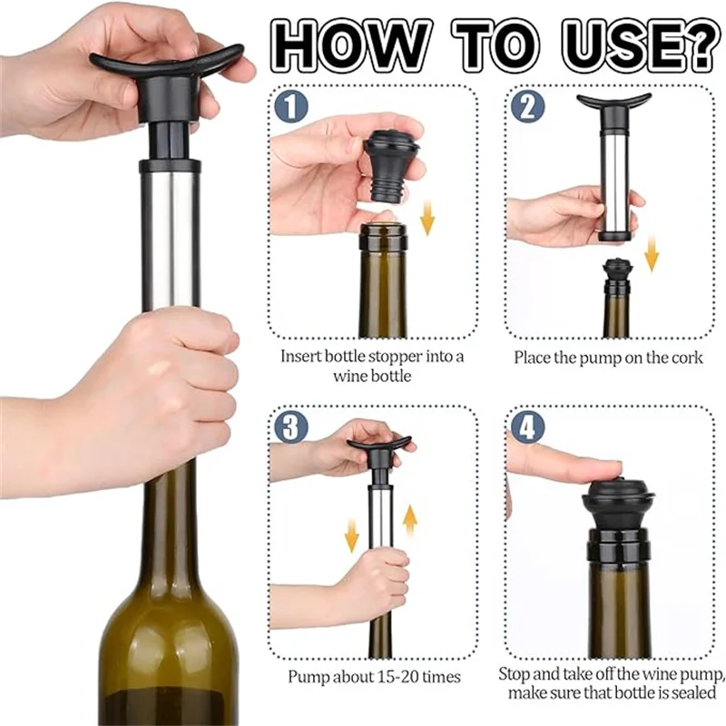thumbnail image 2 of Champagne&Wine Bottle Stoppers Stainless Steel With Food Grade Silicone Leak Proof Keep Fresh Reusable Saver Prosecco Sparkling 2 of 11