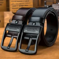 Ceinture pour hommes d'affaires de mode véritable marque de luxe ceinture boucle en métal ceinture en cuir PU de haute qualité ceinture souple avec pantalon Cargo jean 1