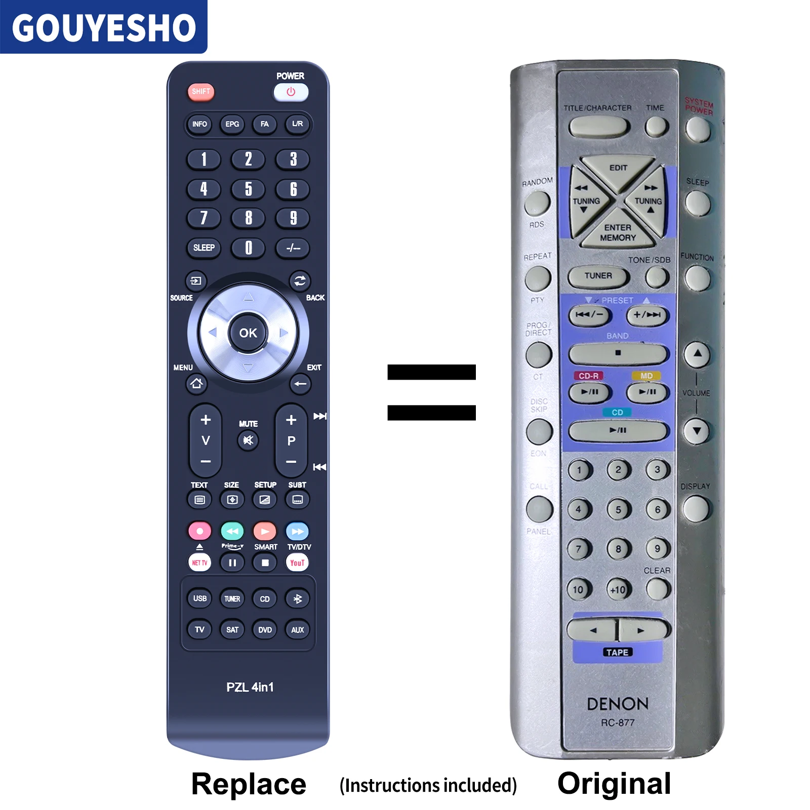 

New RC-877 Replace Remote Control For Denon CD Stereo Receiver UD-M30 UD-M31 UD-M50