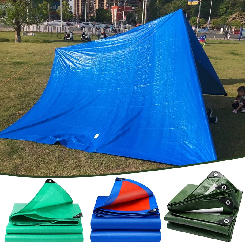 PE Tarpaulin Waterproof Camping Shelters 4x3M Thicken Rainproof Sunshade Outdoor Canvas Garden Sunshelter Outdoor Car Tarp